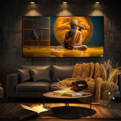 Tablou mare pentru o sufragerie spațioasă, design modern cu estetică dark luxury și atmosferă contemplativă.