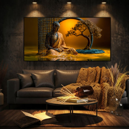 Tablou mare pentru o sufragerie spațioasă, design modern cu estetică dark luxury și o prezență vizuală impunătoare.