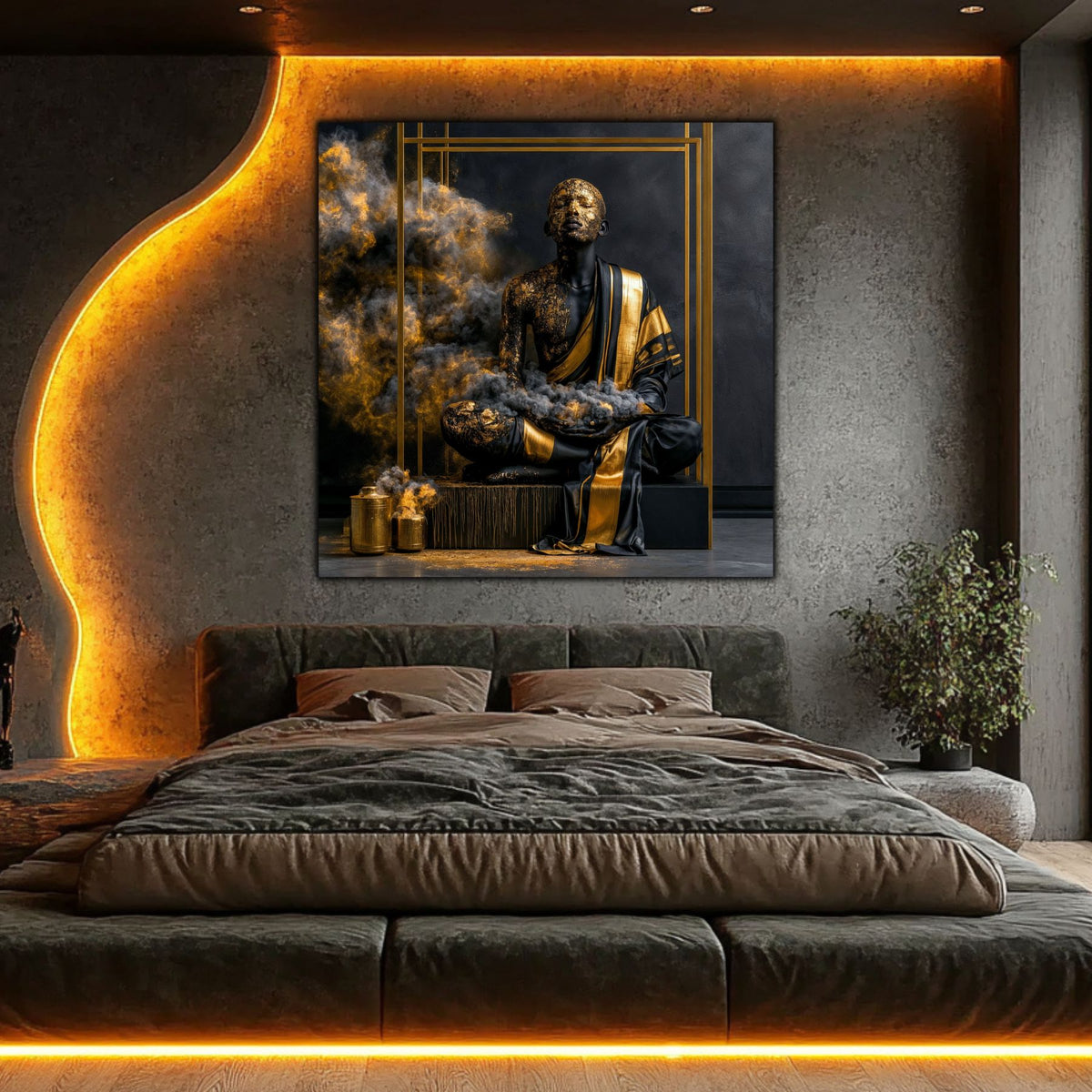 Tablou astract si modern pe sticla pentru design desavarsit al livingului