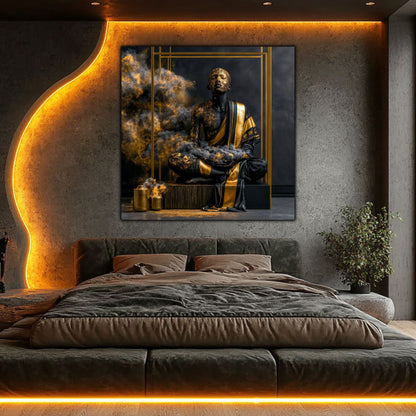 Tablou astract si modern pe sticla pentru design desavarsit al livingului
