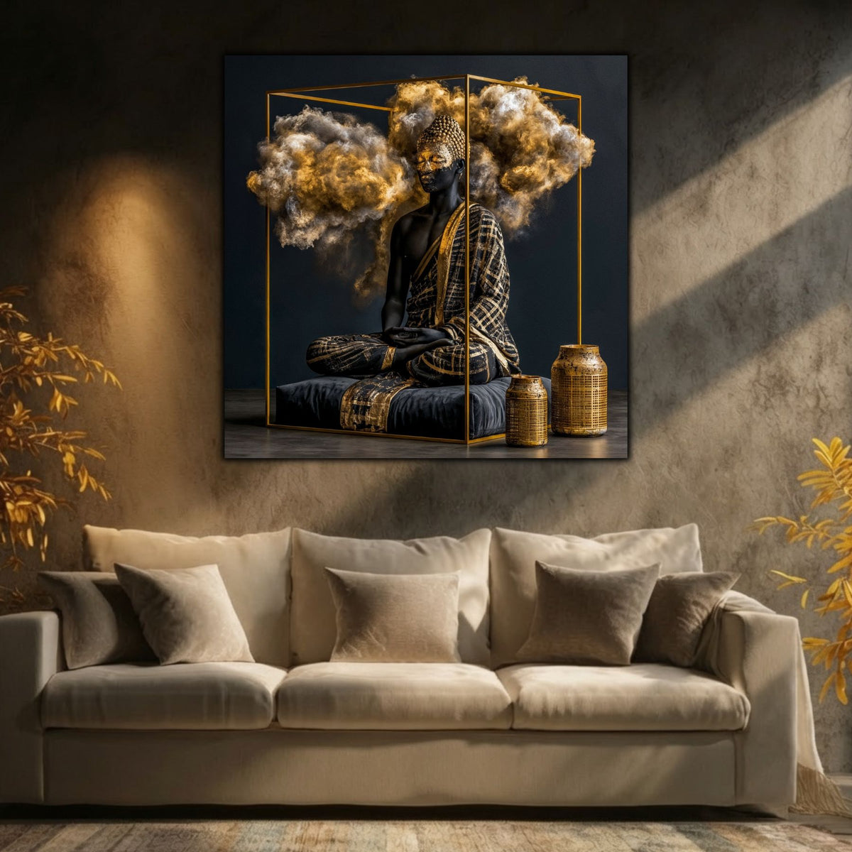 Decor zen luxury pentru dormitor, tablou pe sticlă ultra-clară cu tematică reflexivă.