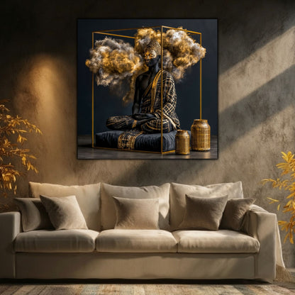 Decor zen luxury pentru dormitor, tablou pe sticlă ultra-clară cu tematică reflexivă.