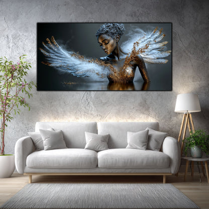Tablou sufragerie abstract Renașterea din Pulbere, artă pe sticlă securizată cu texturi dinamice, decorațiune modernă de lux pentru perete living.
