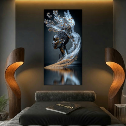 Ethereal Bloom integrat într-un decor de sufragerie elegant, unde arta abstractă aduce echilibru și rafinament contemporan