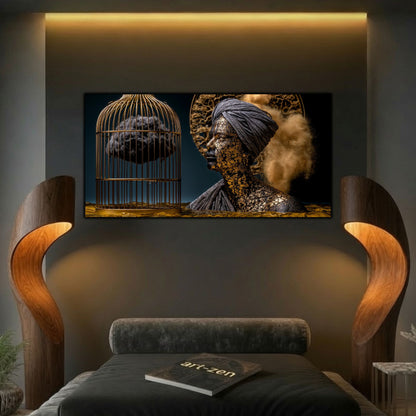 Decor liniștitor pentru dormitor, tablou elegant pe sticlă ultra-clară simbolizând claritatea mentală.