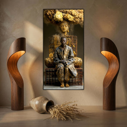 Tablou de artă zen din sticlă, element central de decor integrat armonios pe peretele unei sufragerii elegante.