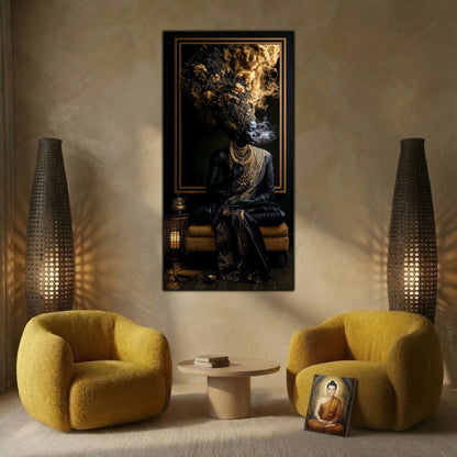 Tablou abstract pentru birou, inspirând meditație și eliberare, artă digitală pe sticlă premium.