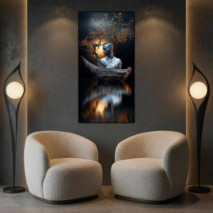 Tablou pentru sufragerie modernă Ethereal Awakening, integrat într-un decor minimalist cu influențe organice și design contemporan