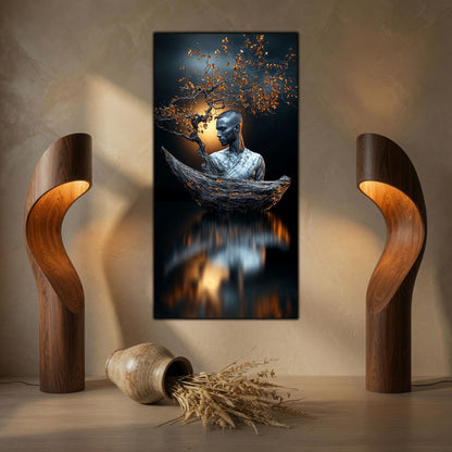 Tablou abstract pentru decor de sufragerie zen Ethereal Awakening, o lucrare care inspiră echilibru și contemplare