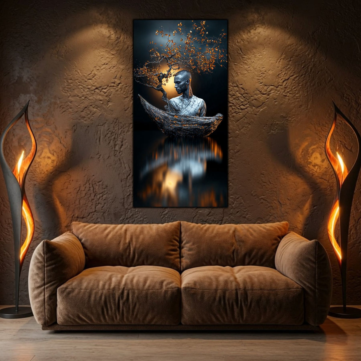 Tablou abstract Ethereal Awakening pentru dormitor sau sufragerie, inspirat de natură, introspecție și armonie interioară