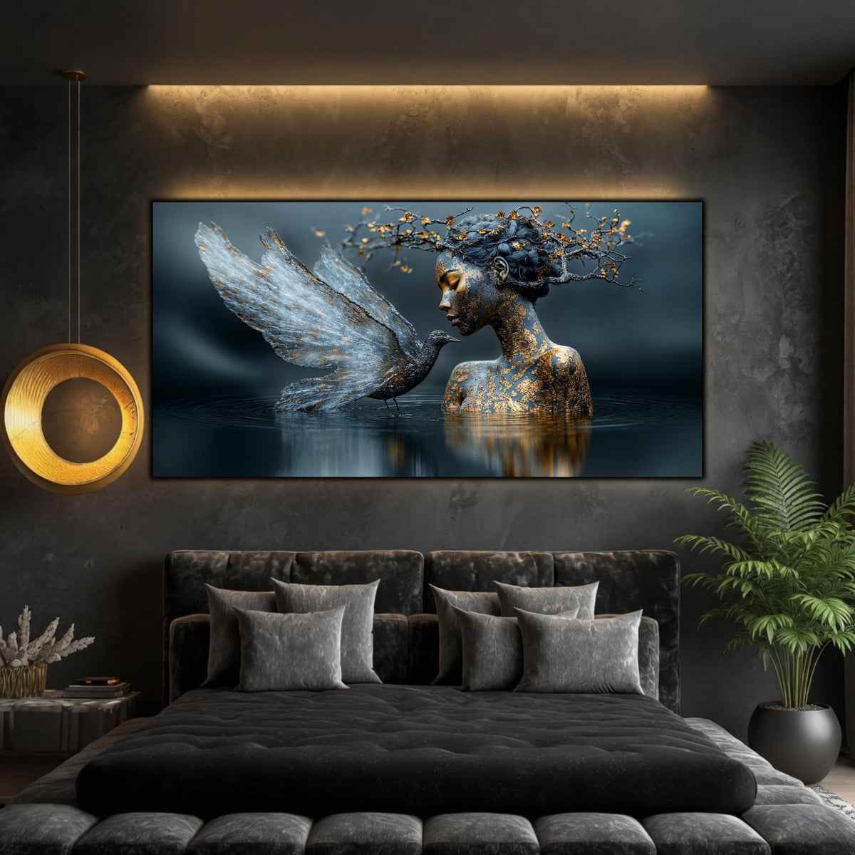 Tablou abstract pe sticlă Ethereal Silence pentru sufragerie premium, inspirat de meditație, natură și armonie