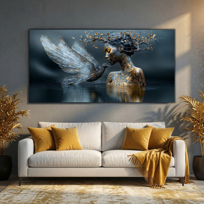 Tablou abstract Ethereal Silence pentru dormitor sau sufragerie, inspirat de echilibru, introspecție și natură