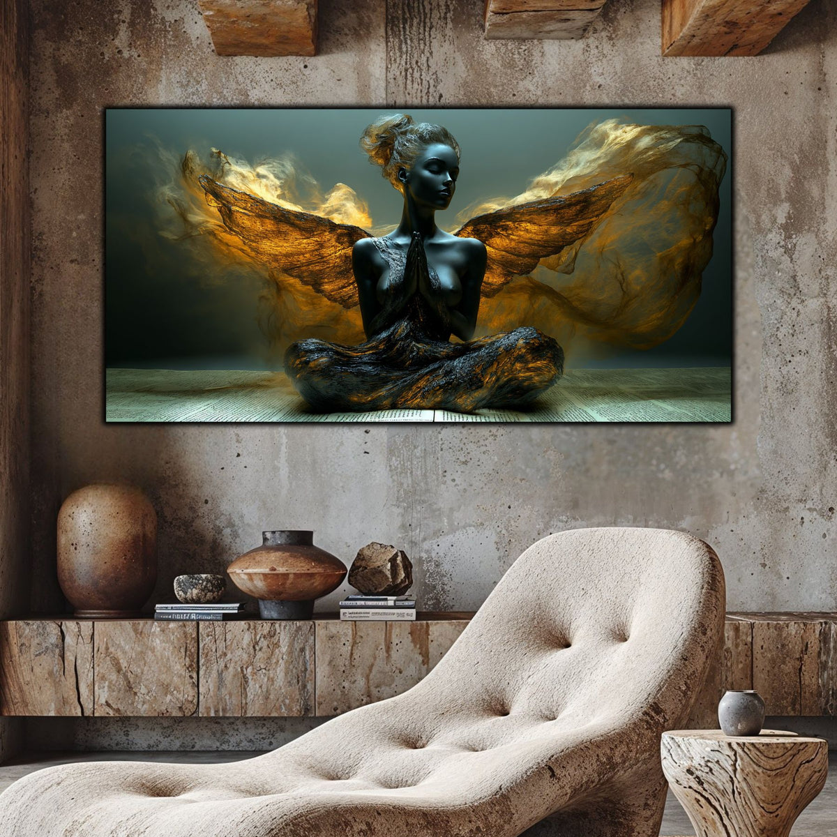 Tablou pentru living – Prayer in Bronze | Sacred Stillness