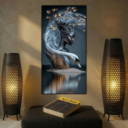 Tablou abstract pe sticlă Ethereal Memory pentru sufragerie premium, inspirat de natură, memorie și identitate