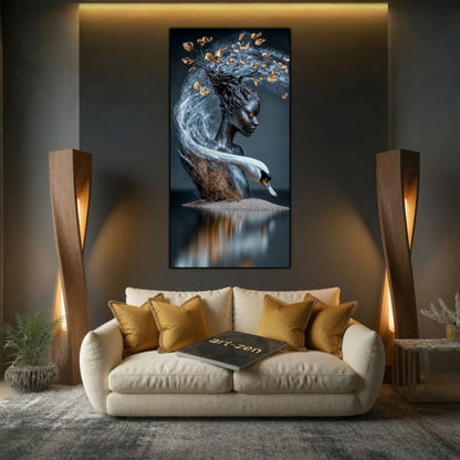 Decor sufragerie premium completat de tabloul abstract Ethereal Memory, cu texturi naturale și simboluri ale continuității