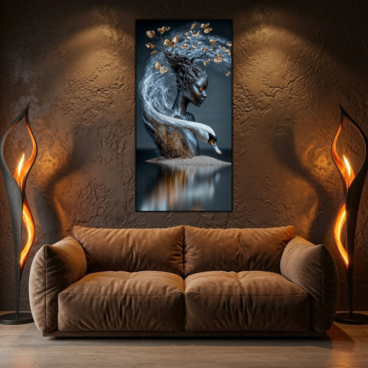 Tablou abstract Ethereal Memory pentru dormitor sau sufragerie, inspirat de armonia dintre om, natură și memoria timpului